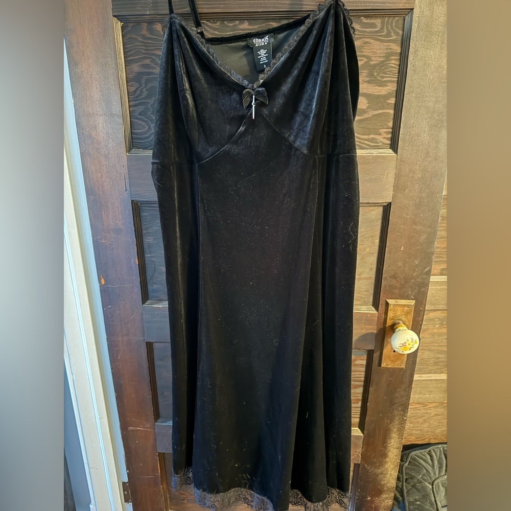 Gothic Black Velvet slip Dress